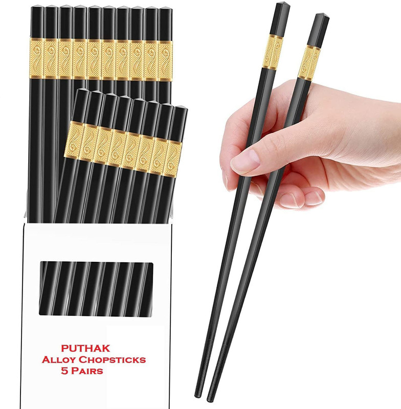 RED ALIENS Eating, Decorative Stainless Steel Japanese, Korean, Vietnamese, Chinese Chopstick(Multicolor Pack of 2)