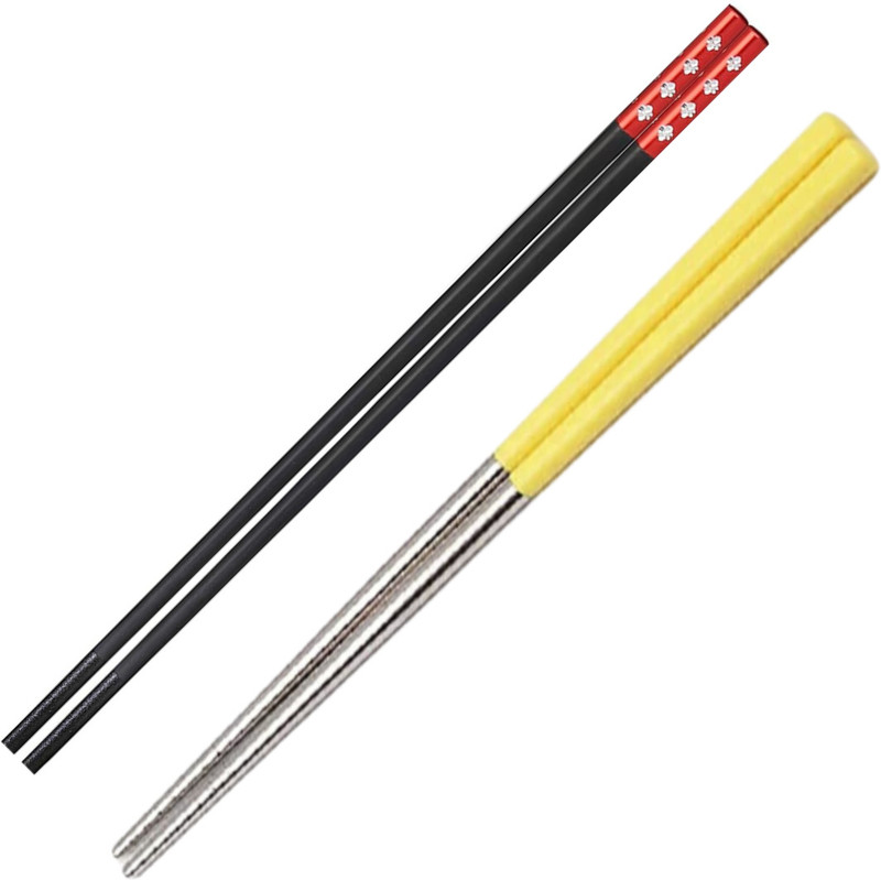 Hichaki Traders Chewing, Training, Eating, Cooking, Decorative Bamboo, Stainless Steel, Plastic Chinese, Korean, Japanese, Vietnamese Chopstick(Black, Grey, Beige Pack of 6)