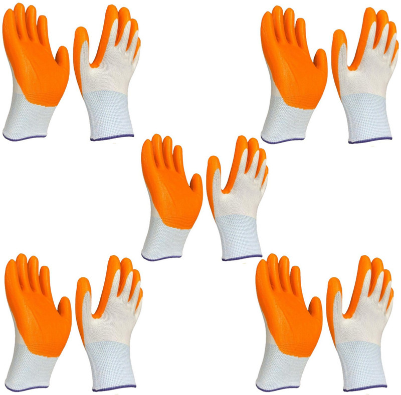 RBGIIT Nylon Safety Industrial Work Hand Gloves Comfort Fit, Latex Coated Firm Grip K1 Climbing Gloves(Orange)