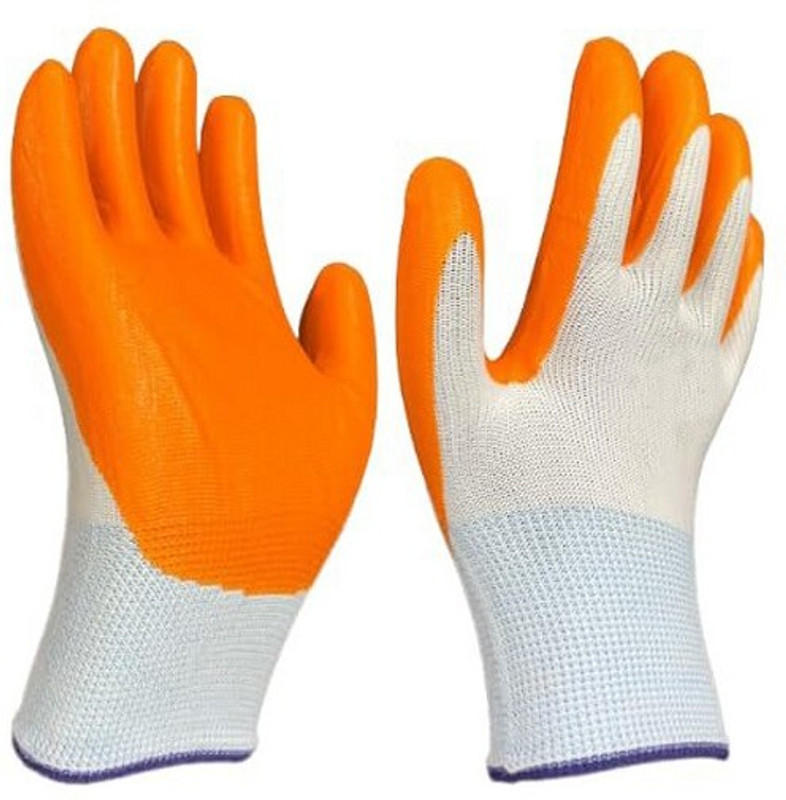 Masox Store Nylon Safety Industrial Work Hand Gloves Comfort Fit, Latex Coated Firm Grip K6 Boxing Gloves(Orange)