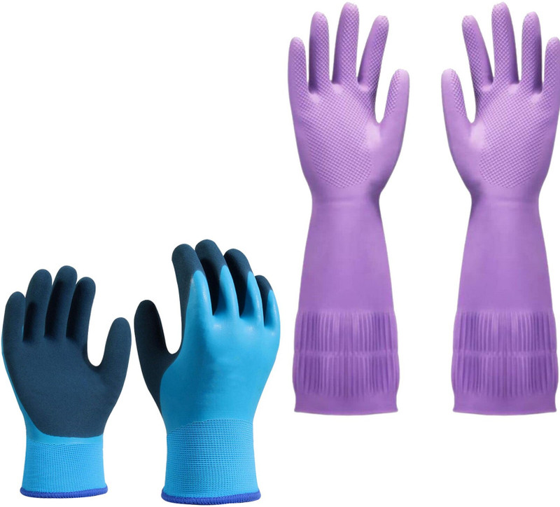 Masox Store Anti Cut Resistant Industrial Hand Gloves | Latex Biodegradable Hand Gloves S3 Climbing Gloves(Blue, Purple)