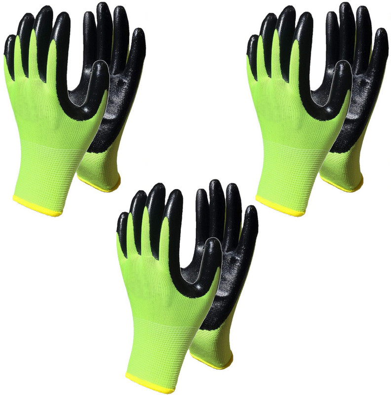 RBGIIT Men and Women Working Gloves with Grip for Precision Work and Safety Purpose K0 Skating Gloves(Green, Black)