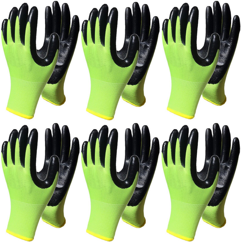 RBGIIT Safety Work Gloves Nitrile Coated for Mens and Women Working Gloves with Grip K1 Climbing Gloves(Green, Black)