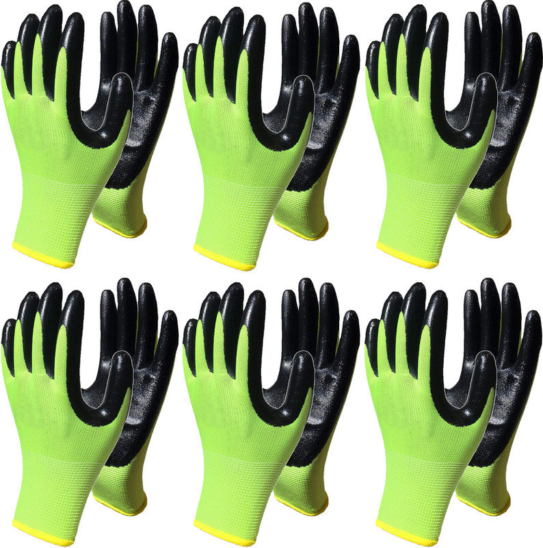 RBGIIT Safety Work Gloves Nitrile Coated for Mens and Women Working Gloves with Grip K1 Climbing Gloves(Green, Black)