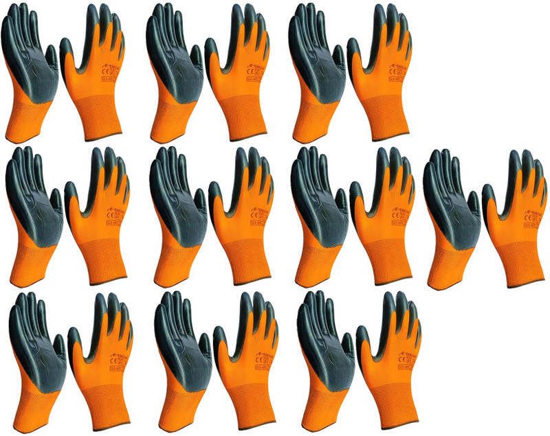 HM EVOTEK Safety Hand Gloves PU Coated Seamless Glove with Smooth Grip on Palm & Finger K5 Baseball Gloves(Orange)