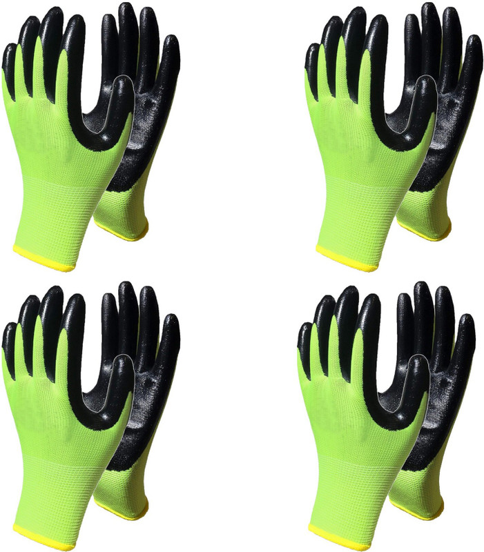 RBGIIT Nylon Gloves Cut & Heat Resistant Industrial Use For Finger & Hand Protection K0 Baseball Gloves(Green, Black)