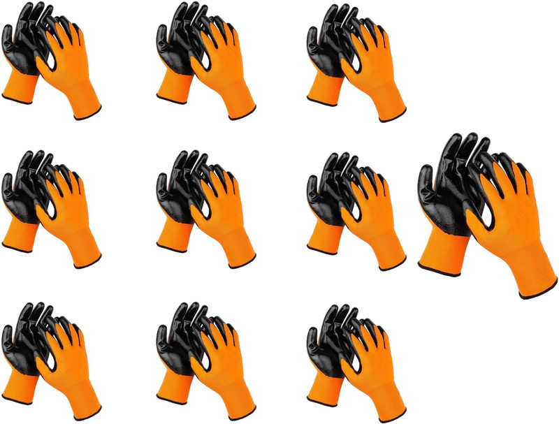 RBGIIT Industrial Safety Hand Gloves Anti-Cut, Heat Resistant Finger Hand Protection S1 Boxing Gloves(Orange, Black)