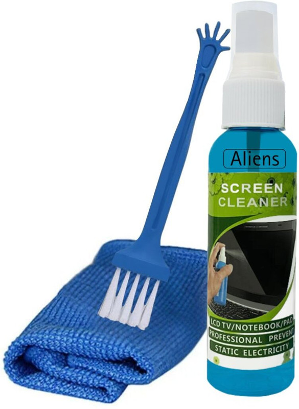Aliens Professional 3 in 1 Cleaning Kit(100 ml) for Computers, Laptops, Mobiles, Gaming(includes 100ml Cleaning Liquid, Micro Fibre Cloth and Brush)