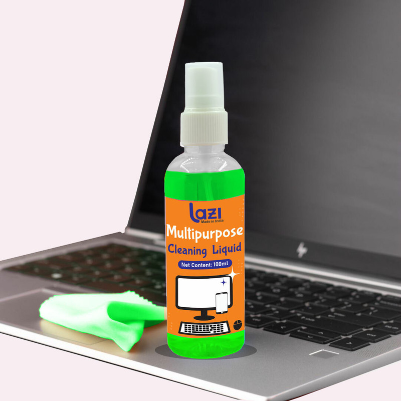 LAZI ( 100ml ) Laptop Screen Cleaner Cleaning Liquid Spray kit with Micro-Fiber Cloth for Laptops, Computers, Mobiles, Gaming(LED LCD TV PC Monitor Smart Phone Camera Lens Electronic Screen Cleaner Kit)