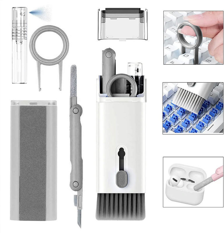 Casotec 7-in-1 Cleaning Kit with Brush, Spray Bottle, Keycap Puller & Screen Cleaner for Laptops(H033)