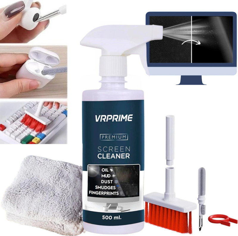 QUICLEAN Screen Cleaning Kit 500ml With Cloth For iPhone, MacBook, Mobile, TV and Laptop for Computers, Laptops, Mobiles(Screen Cleaner 500ml with 350gsm Cleaning Cloth)