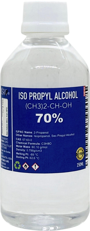 CERO ® ISOPROPYL ALCOHOL 70% Pure [(CH3)2-CH-OH] CAS: 67-63-0 (250ml) for Computers, Gaming, Laptops, Mobiles(IPA70-250ML)