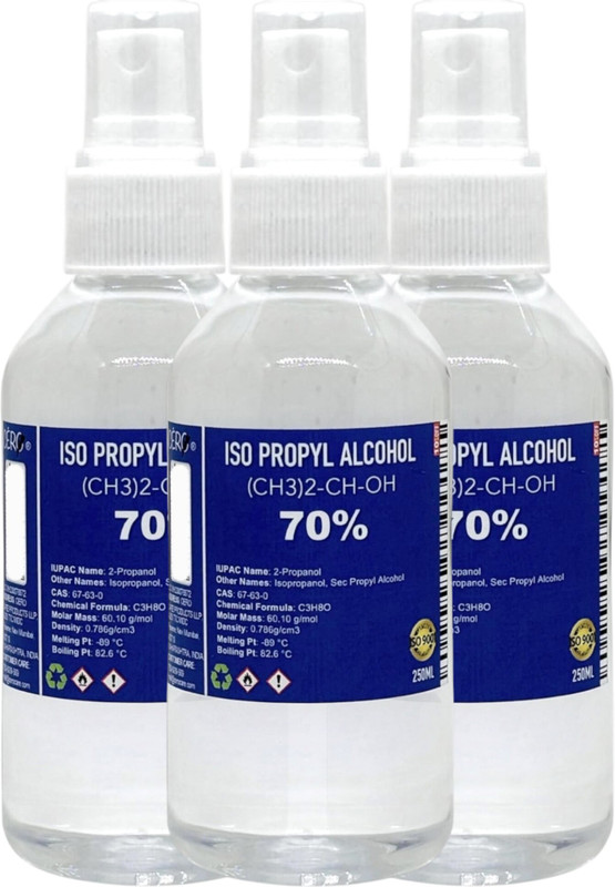 CERO High-Purity ISOPROPYL ALCOHOL 70% Pure for Electronic(250 m for Computers, Gaming, Laptops, Mobiles(Best use for : Derma roller, Makeup kit, motherbaord, electronic items)