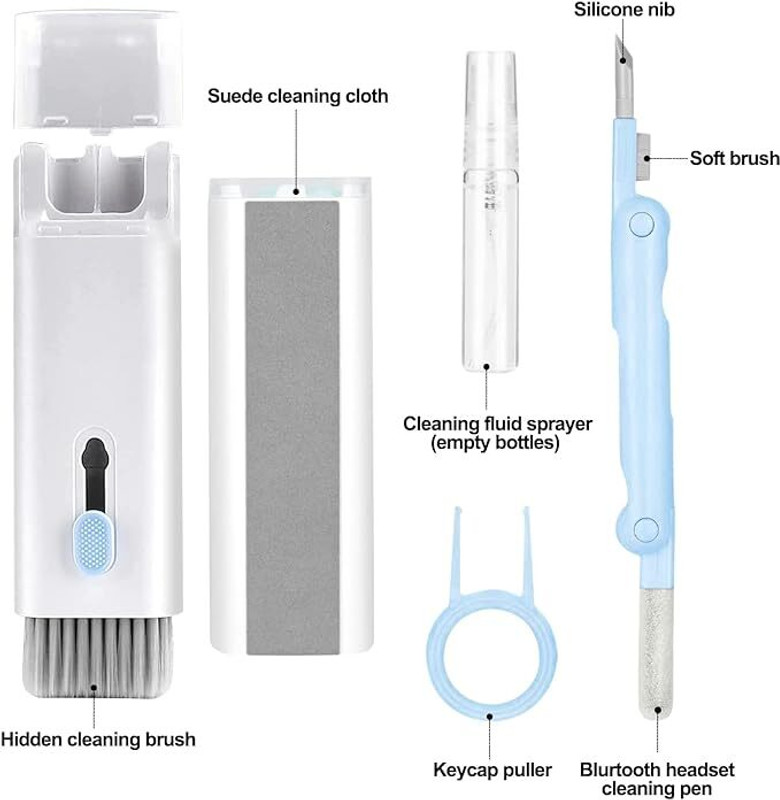 Snazora 7 in 1 Keyboard Cleaner Set, Computer, Earphone Cleaning Kit for for Computers, Laptops, Mobiles(Tablet & Screen Dust Brush Including Soft Sweep, Swipe,3 in 1 Airpod Cleaner Pen)
