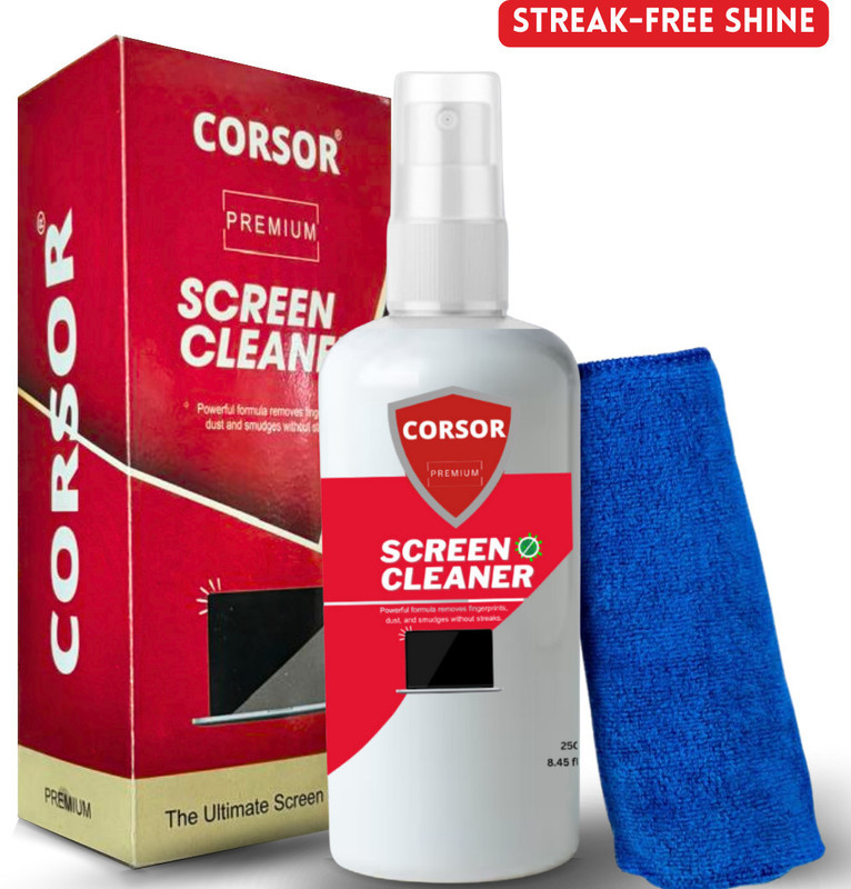 CORSOR Premium Screen Cleaner with Microfiber Cloth for Computers, Mobiles, Laptops, Gaming(250ml)
