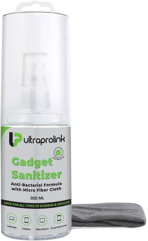 Ultraprolink UM0051 Gadget Sanitizer 300ml Universal Screen Cleaning Kit + Microfiber Cloth for Mobiles, Laptops, Computers(UM0051)