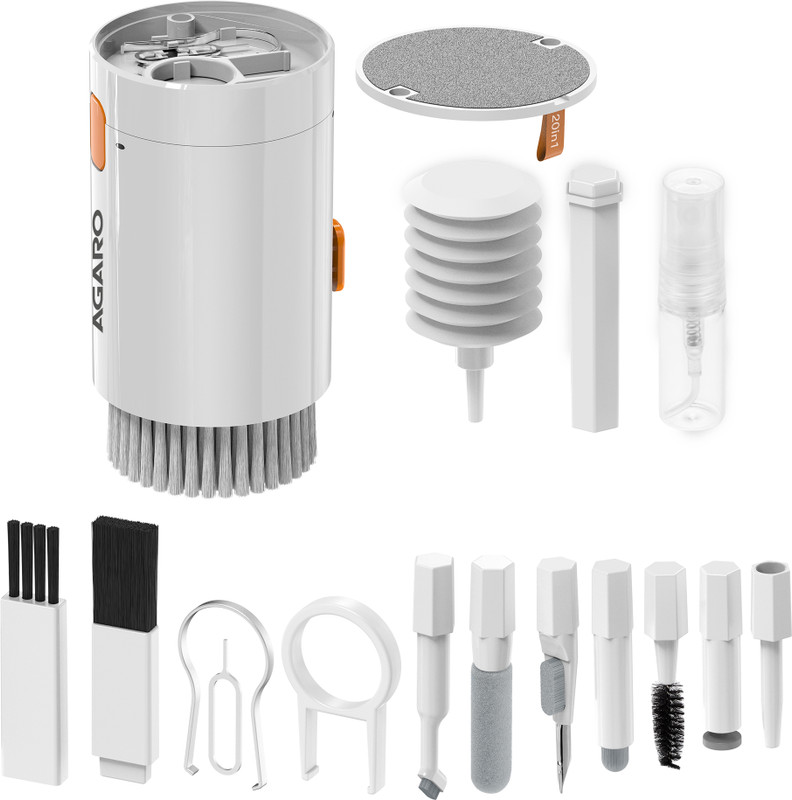 Agaro 20-in-1 Cleaning Kit CK1417 Multifunction Gadget for Tablet, PC, Keyboard for Computers, Laptops, Mobiles, Gaming(Earphones, Dust Blower, Refillable Spray, Brushes & Microfiber Screen Cleaner)