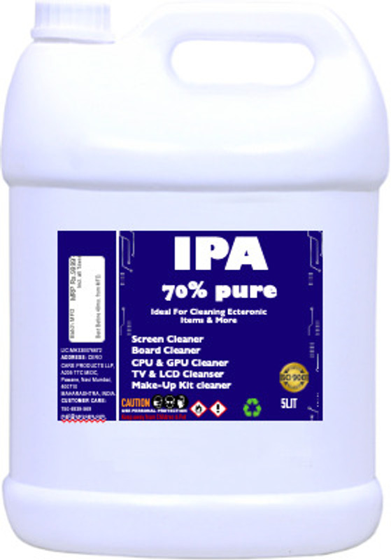 CERO ® IPA 70% Pure [(CH3)2-CH-OH] CAS: 67-63-0 (5Litter) for Computers, Gaming, Laptops, Mobiles(IPA 70% Pure 5litter)