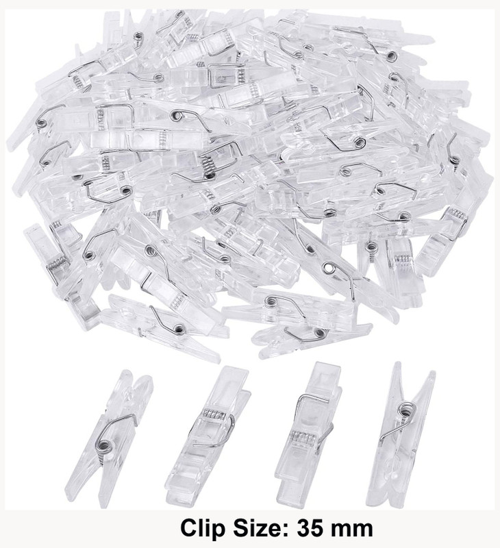 Sudheeka 25 Pcs Mini Clear Pegs Tiny Photo Clips (Transparent, 35 MM) Plastic Cloth Clips(Clear Pack of 25)