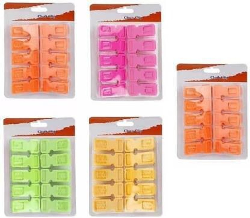 MH Enterprise Heavy Duty (Set of 5 Multi 50 Pcs) Non Slip Multi Purpose Plastic Clothes Hanger Plastic Cloth Clips(Multicolor Pack of 50)
