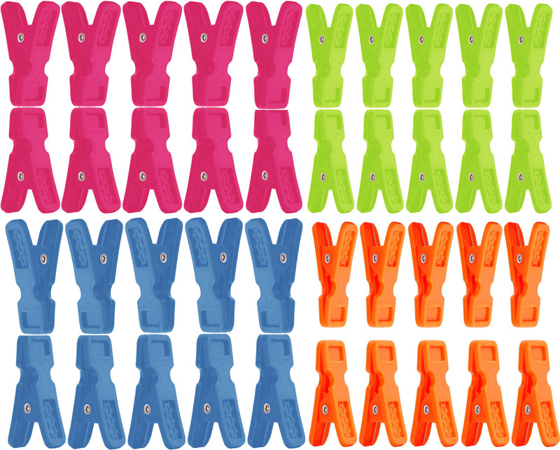 Qweezer 40 Pcs Mix Color Plastic Cloth Hanging Clips Clothes Pegs Plastic Cloth Clips(Multicolor Pack of 40)