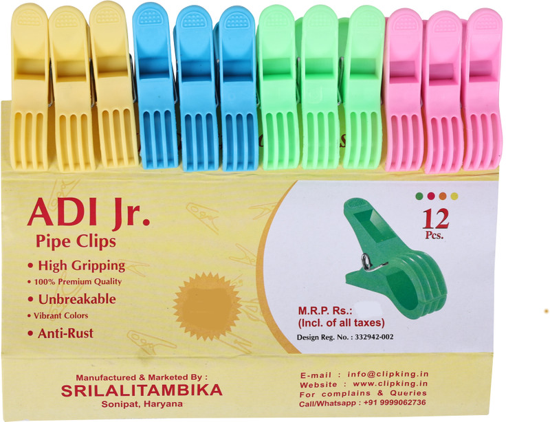 SHIVA Multi Color Plastic Clips for Cloth Plastic Cloth Clips(Multicolor Pack of 12)