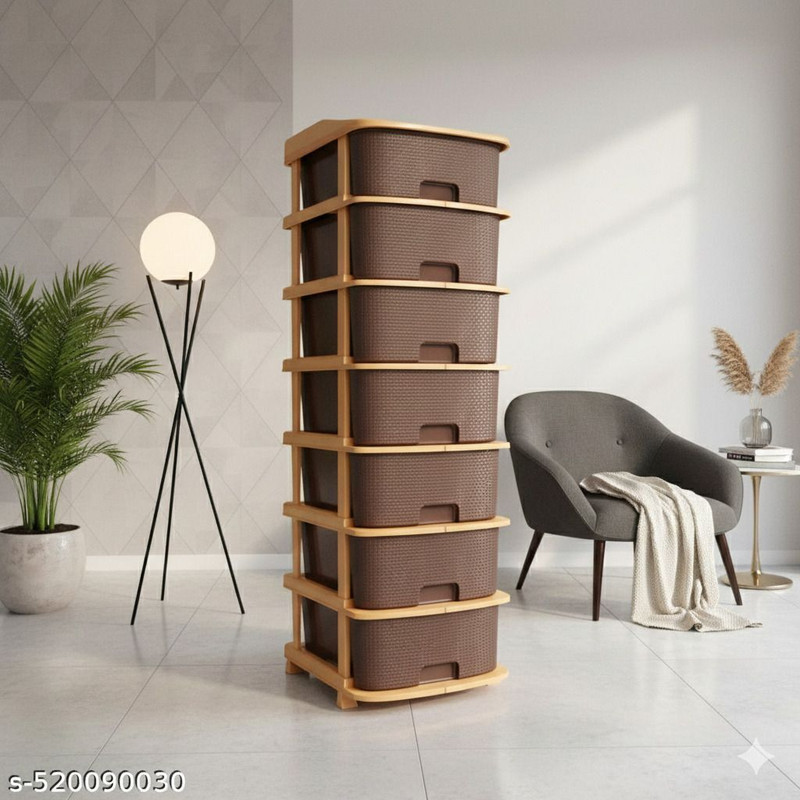Surety for Safety 7 Layer Brown Nakoda Super Spacious Drawer Cabinet for Household Organization Drawer Divider(Plastic)