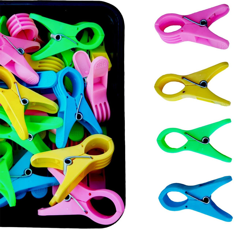 RJ Rojeno Drying Clothes (24 pc)Heavy Duty Plastic Pegs Chimti Hanger for Pipes Rods Ropes Plastic Cloth Clips(Multicolor Pack of 24)