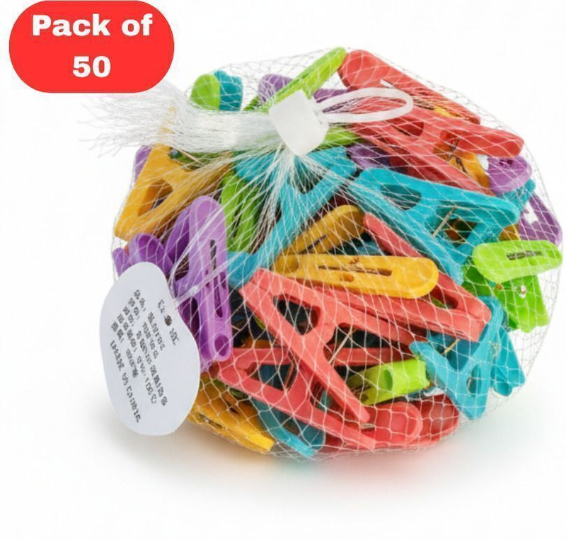HARMORA JBM0002 Plastic Cloth Clips(Multicolor Pack of 50)