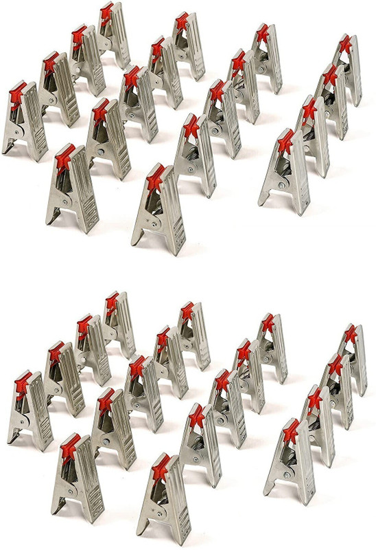Anne-kee 36 PCs Cloth Pegs Cloth Clips Clothes Pins for Hanger Rod Rope Drying Stainless Steel Cloth Clips(Steel Pack of 36)
