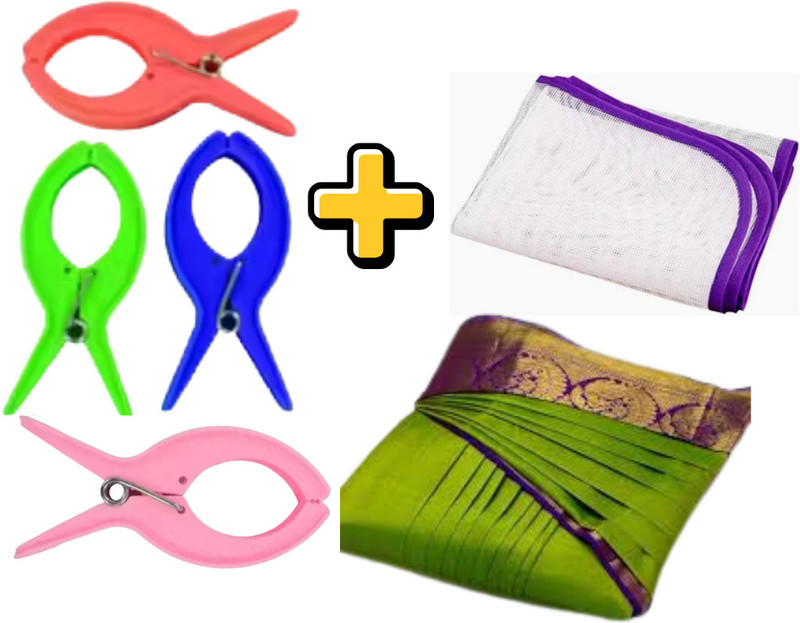 Lam Saree Pre Pleating Clips 4 Inch Pack of 4 with Ironing Mat Pleat Maker Plastic Cloth Clips(Multicolor Pack of 5)