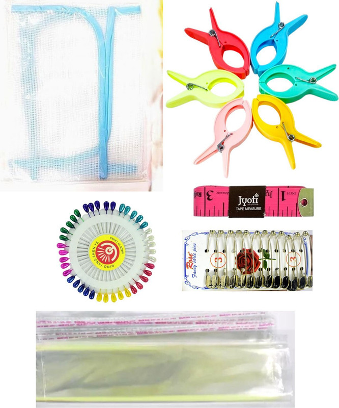 BharatSS Saree Prepleating Kit, 6 Items, 4 inch Clip 6 Nos, Ironing Mat, 5 Saree Cover Plastic Cloth Clips(Multicolor Pack of 6)