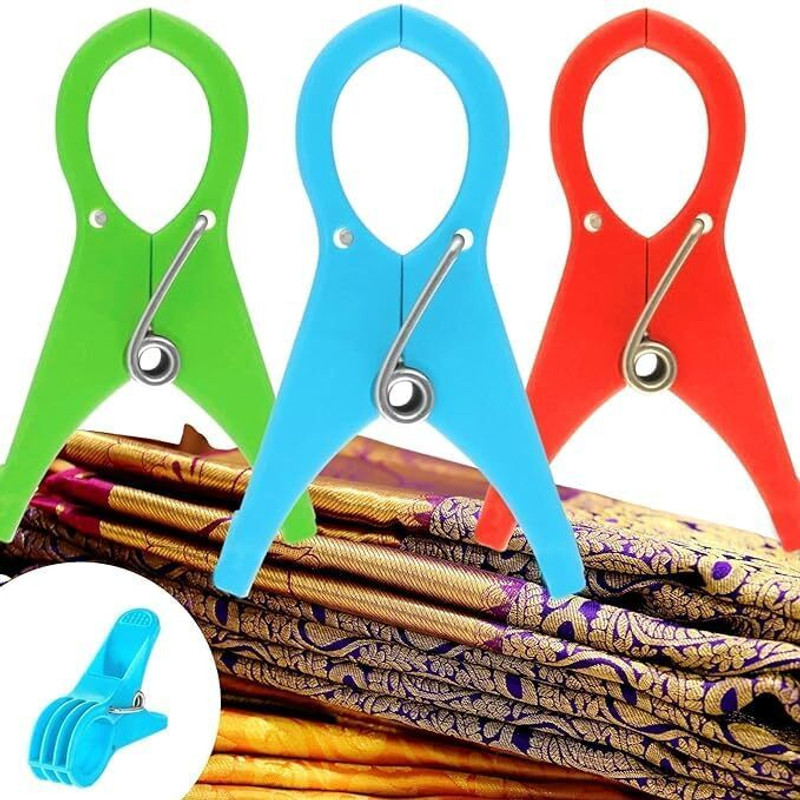 GANESHA Saree Pre Pleating Clips | Saree Clips for Holding Saree Pleats | Big Size Plastic Cloth Clips(Multicolor Pack of 2)