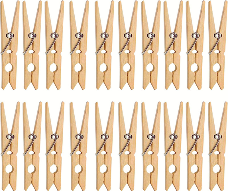 EZK Wooden Clips for clothes, wooden clips for photos Bamboo Heavy Duty Cloth Clips Wooden, Stainless Steel Cloth Clips(Yellow Pack of 20)