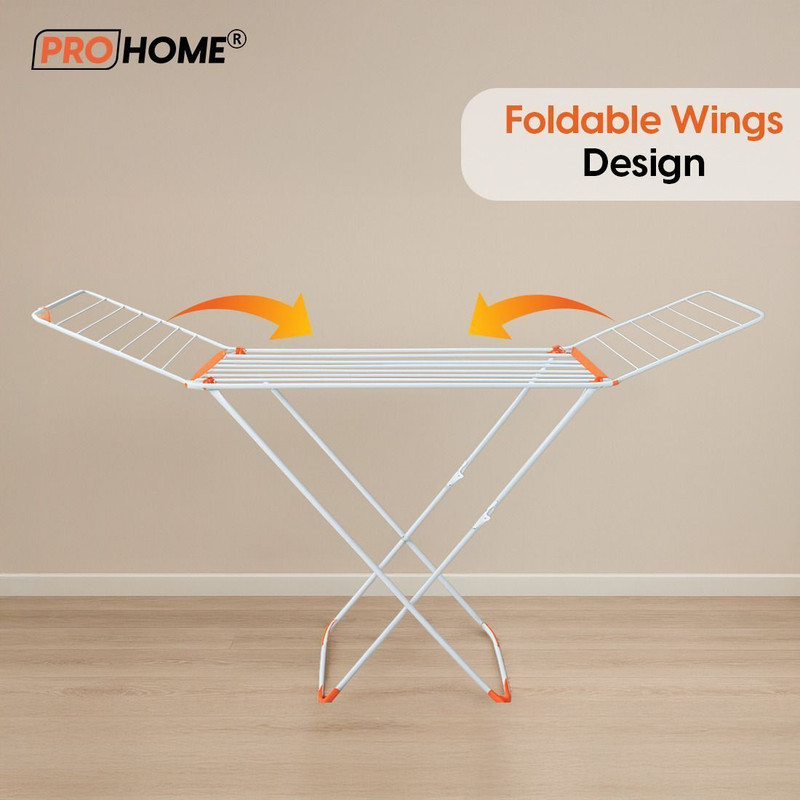 ProHome Steel Floor Cloth Dryer Stand WingDry Large Foldable Laundry Drying Rack for Indoor & Outdoor Use(1 Tier)