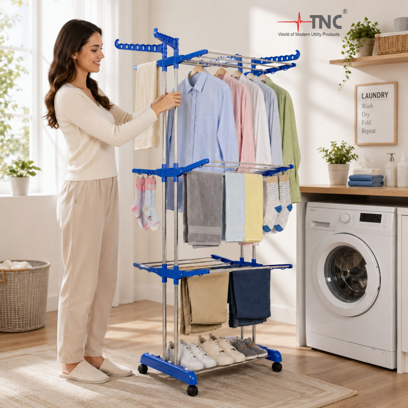 TNC by TNC Steel Floor Cloth Dryer Stand T-CDS-B2SS-0110(3 Tier)