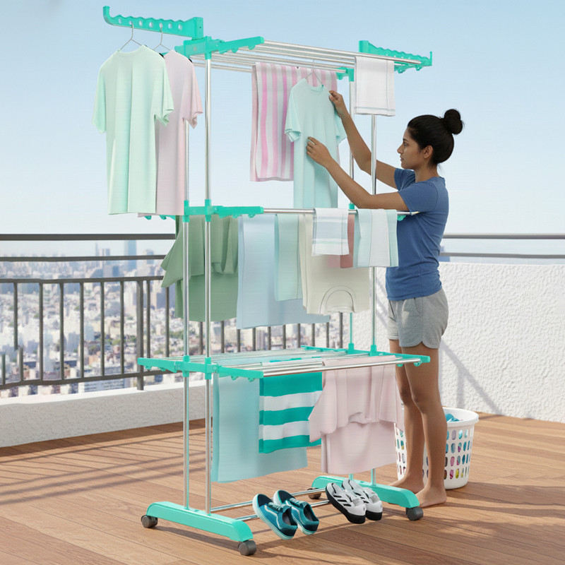 TNG Plastic, Steel Floor Cloth Dryer Stand high-class 3 layer Stainless Steel Clothes Drying Stand For Indoor, Outdoor(3 Tier)