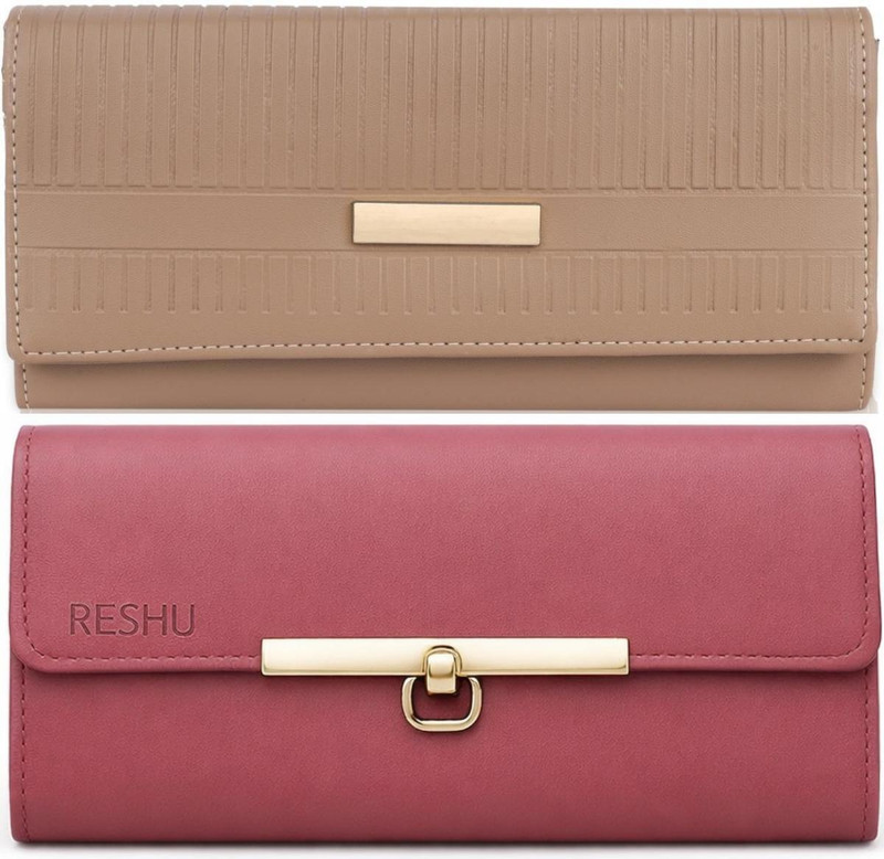 Reshu Casual, Formal Beige, Grey Clutch(Pack of: 2)