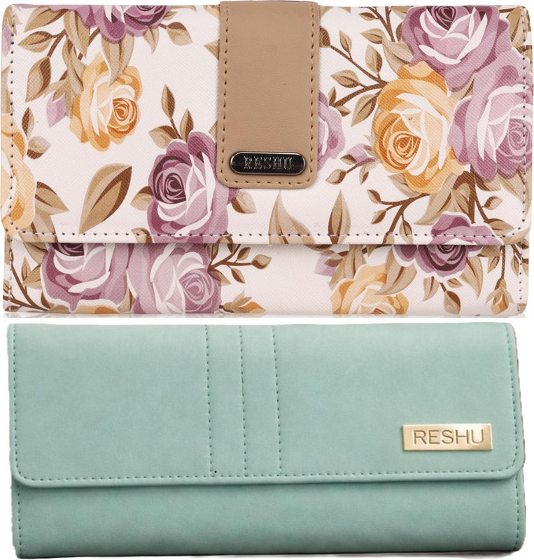 Reshu Casual, Formal Beige, Grey Clutch(Pack of: 2)