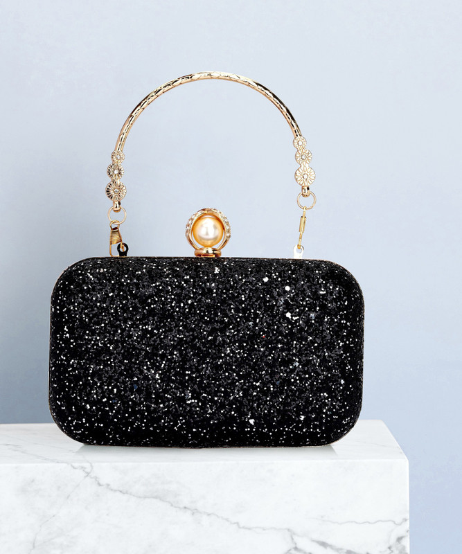 Divastri Party Black, Silver  Clutch