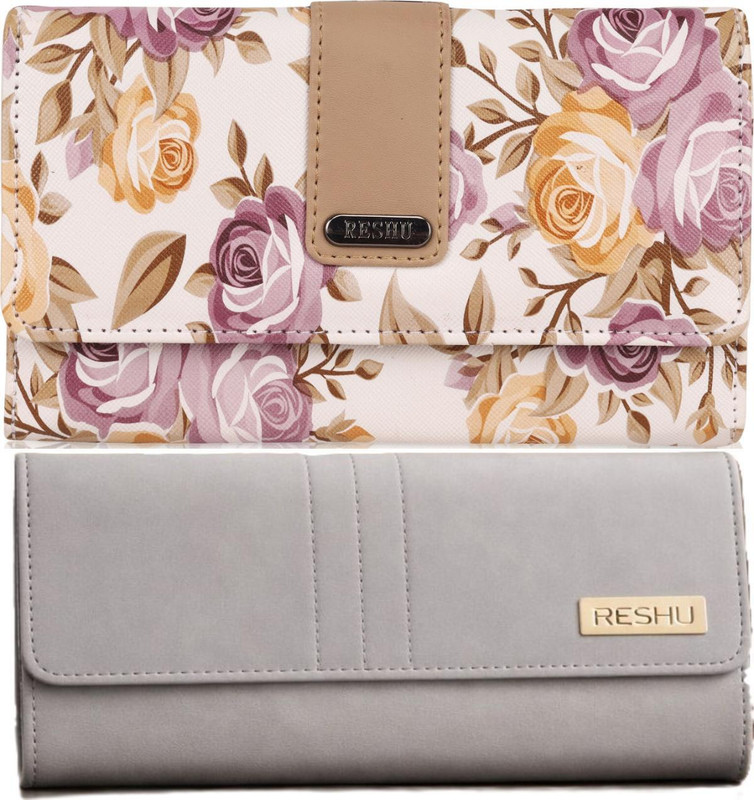 Reshu Casual, Formal Green, Grey  Clutch(Pack of: 2)