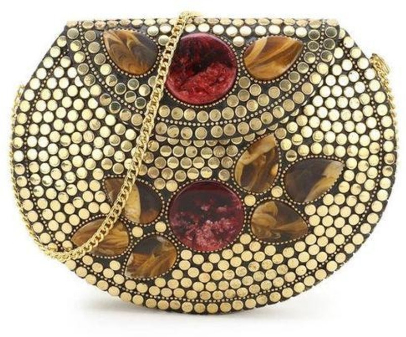 Design Craft Casual Gold  Clutch