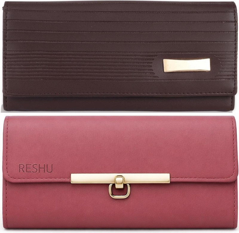 Reshu Casual, Formal Pink, Multicolor Clutch(Pack of: 2)