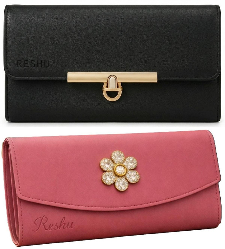 Reshu Casual, Formal Beige, Pink  Clutch(Pack of: 2)