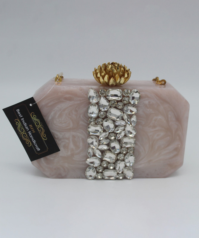 BEST INDIAN HANDICRAFT Party Pink  Clutch