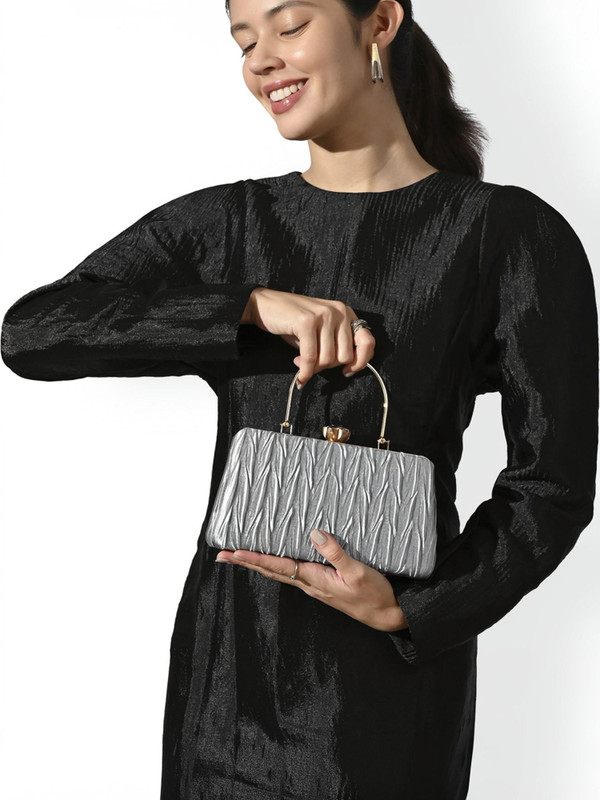 fashionship Party Silver Clutch