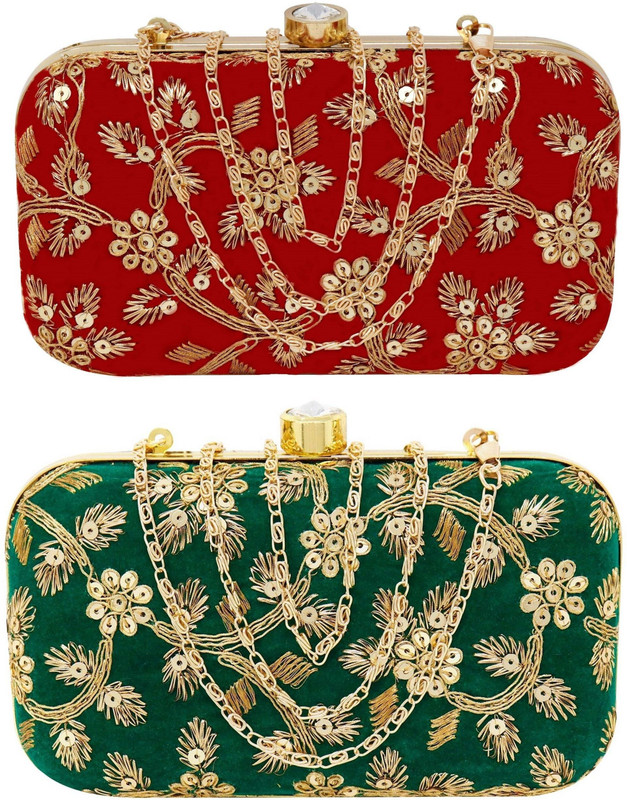 AILTINO Party Beige  Clutch(Pack of: 2)