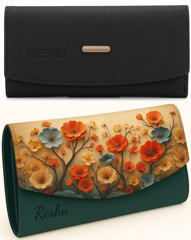 Reshu Casual, Formal Black, Green Clutch(Pack of: 2)