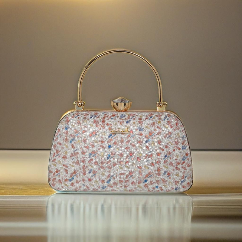 Altair Party Tan, Silver  Clutch