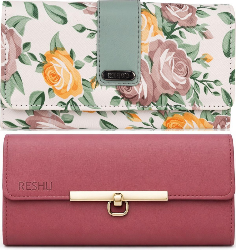 Reshu Casual, Formal Pink, Multicolor Clutch(Pack of: 2)